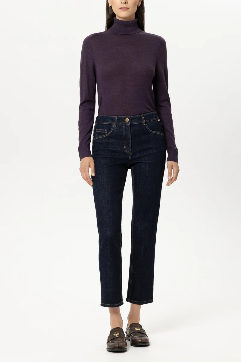 Luisa Cerano Damen Turtleneck aus Woll-Mix Plum