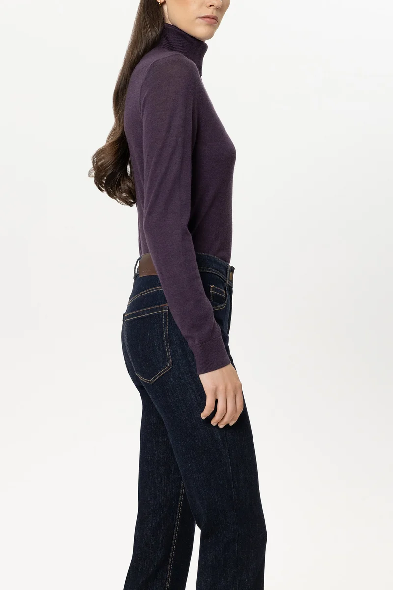 Luisa Cerano Damen Turtleneck aus Woll-Mix Plum