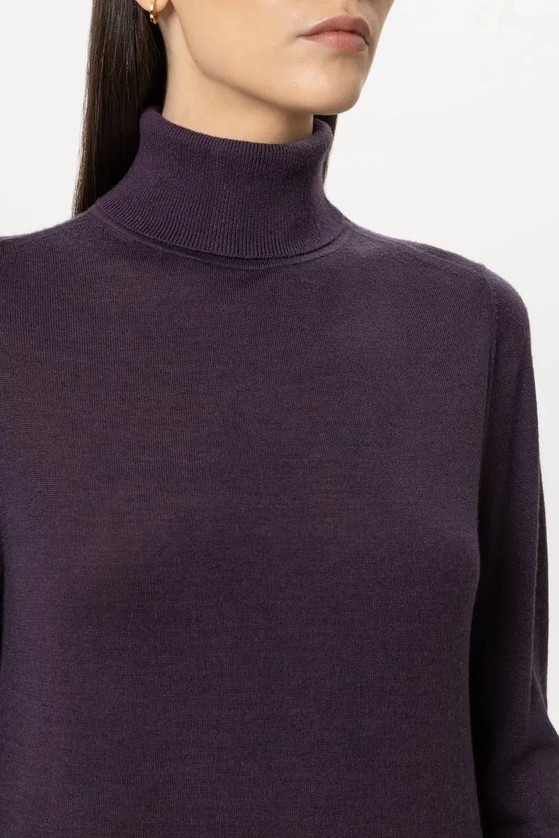 Luisa Cerano Damen Turtleneck aus Woll-Mix Plum