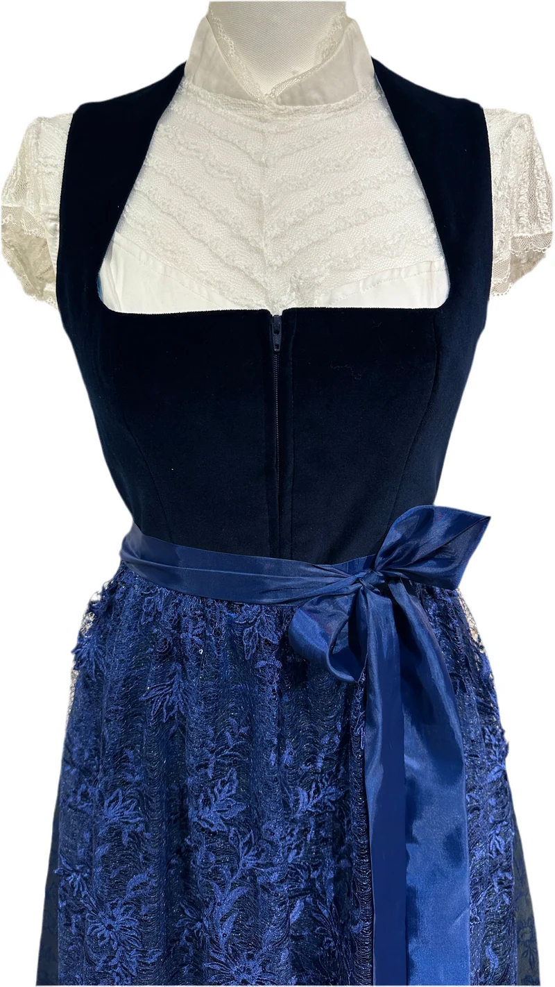 Dirndl Goldstich Samt marine 75cm