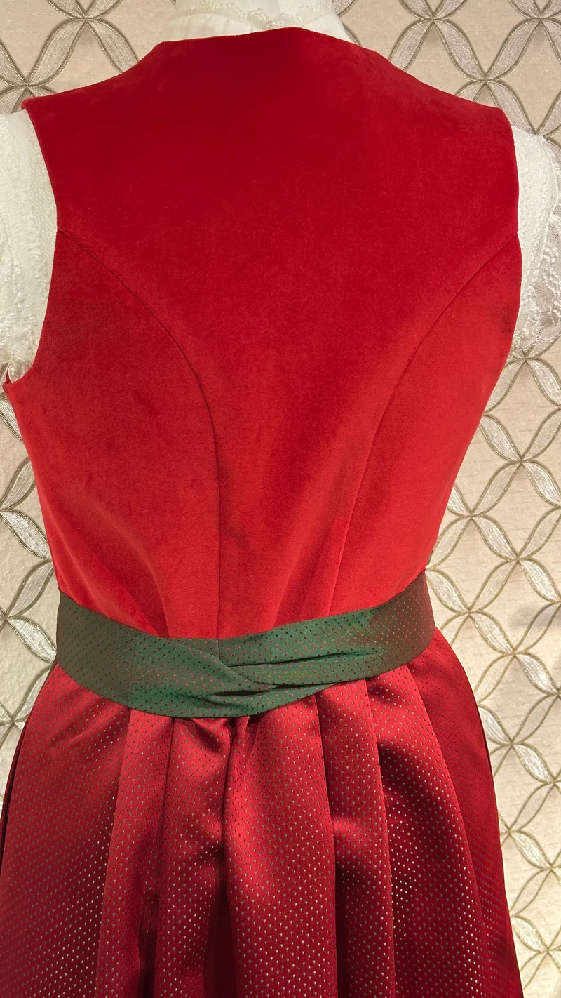 Dirndl Goldstich Samt rot 70cm