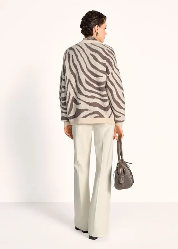 Riani Damen Zebra-Strickjacke Oat Patterned