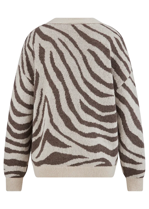 Riani Damen Zebra-Strickjacke Oat Patterned