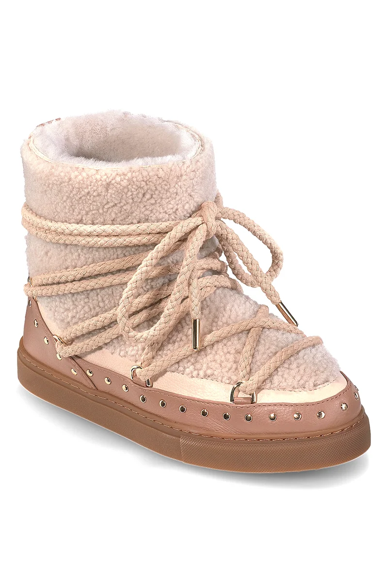 INUIKII Damen Boots Curly Rock Beige