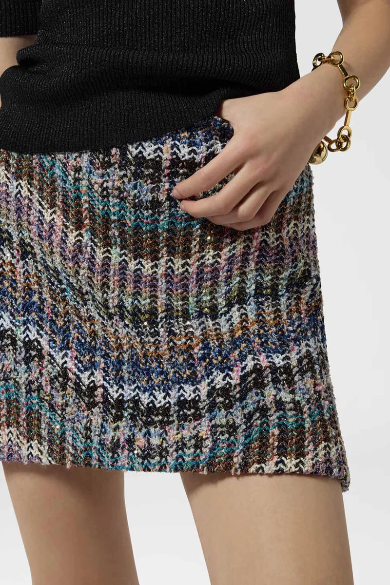 Missoni Damen Minirock aus Woll-Lamé mit Pailletten Mehrfarbig
