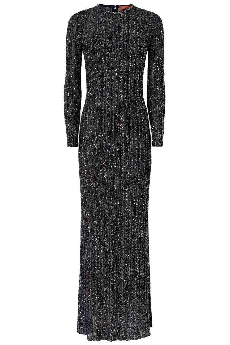 Missoni Damen Maxi-Strickkleid mit Pailetten Mehrfarbig