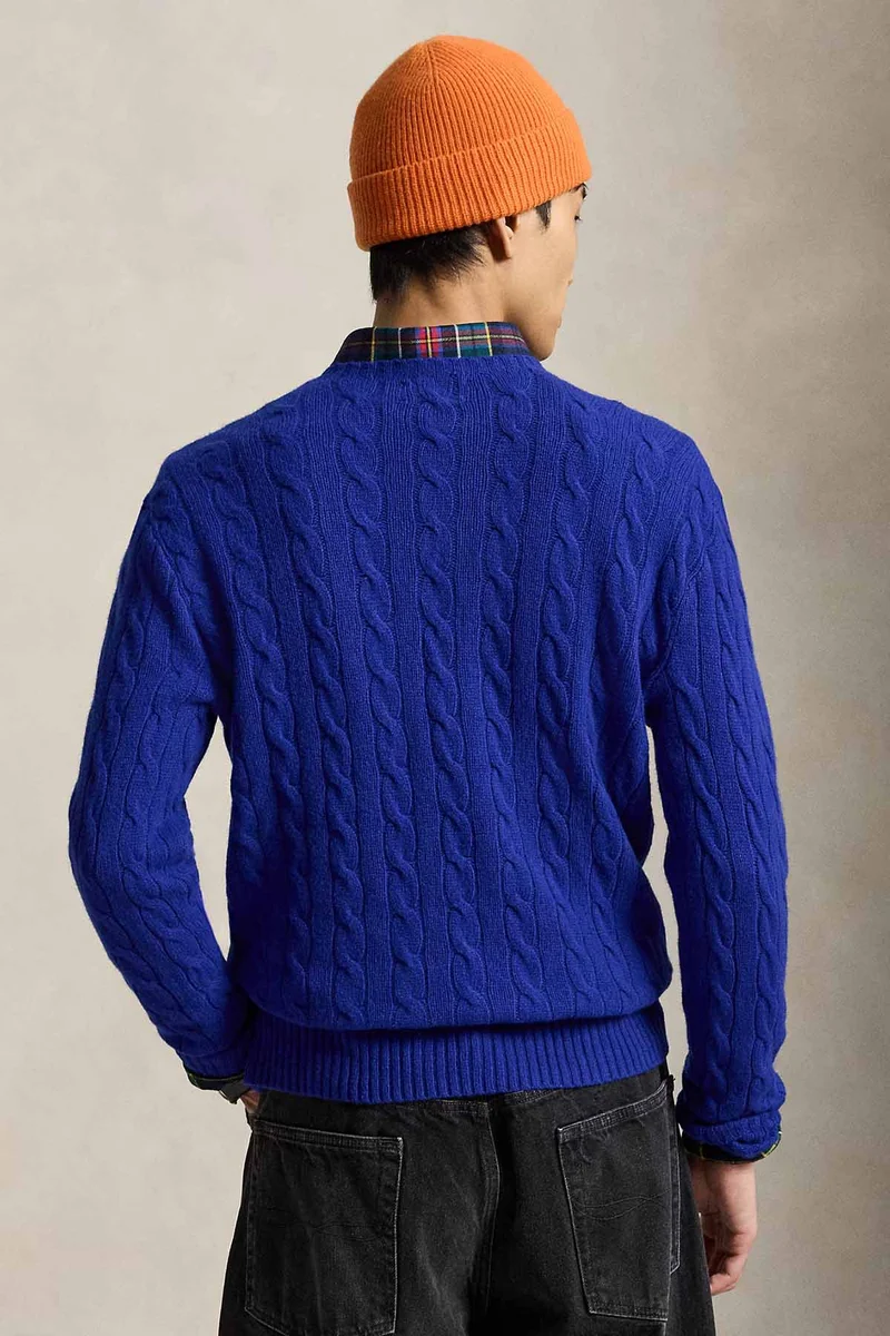 Polo Ralph Lauren Herren Strickpullover mit Zopfmuster Sibirian Squill Blue