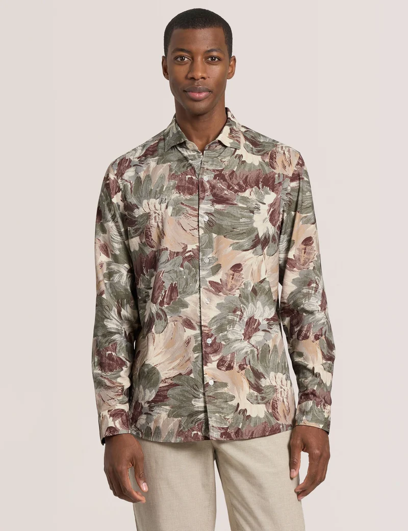 PAINTED PRINT SHIRT | OLIVE