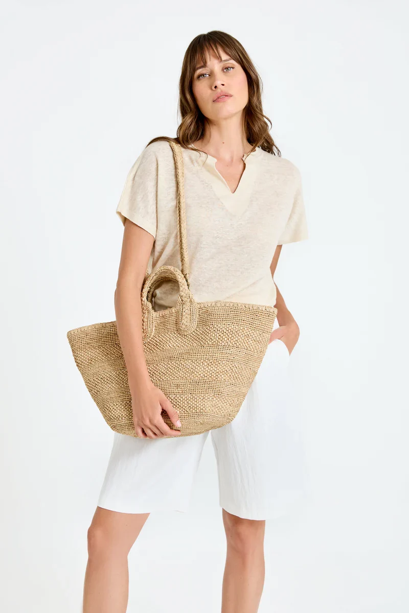 IBELIV Damen Korbtasche Soma Beige