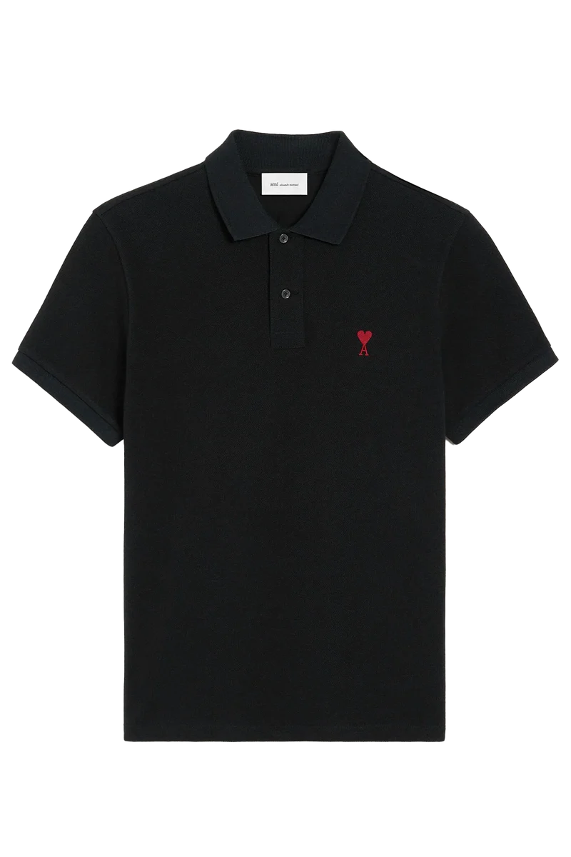 AMI Paris Herren Poloshirt Schwarz
