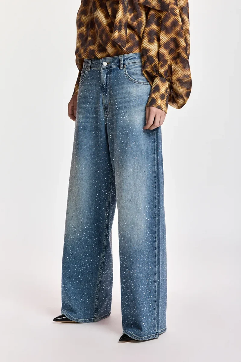 Essentiel Antwerp Damen Jeans mit Strassverzierung Kactus Blau