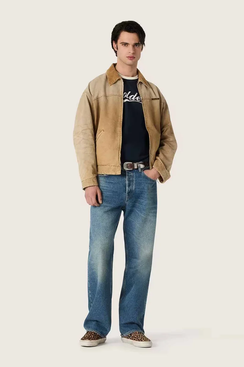 Golden Goose Herren Slim T-Shirt Blue/Heritage White