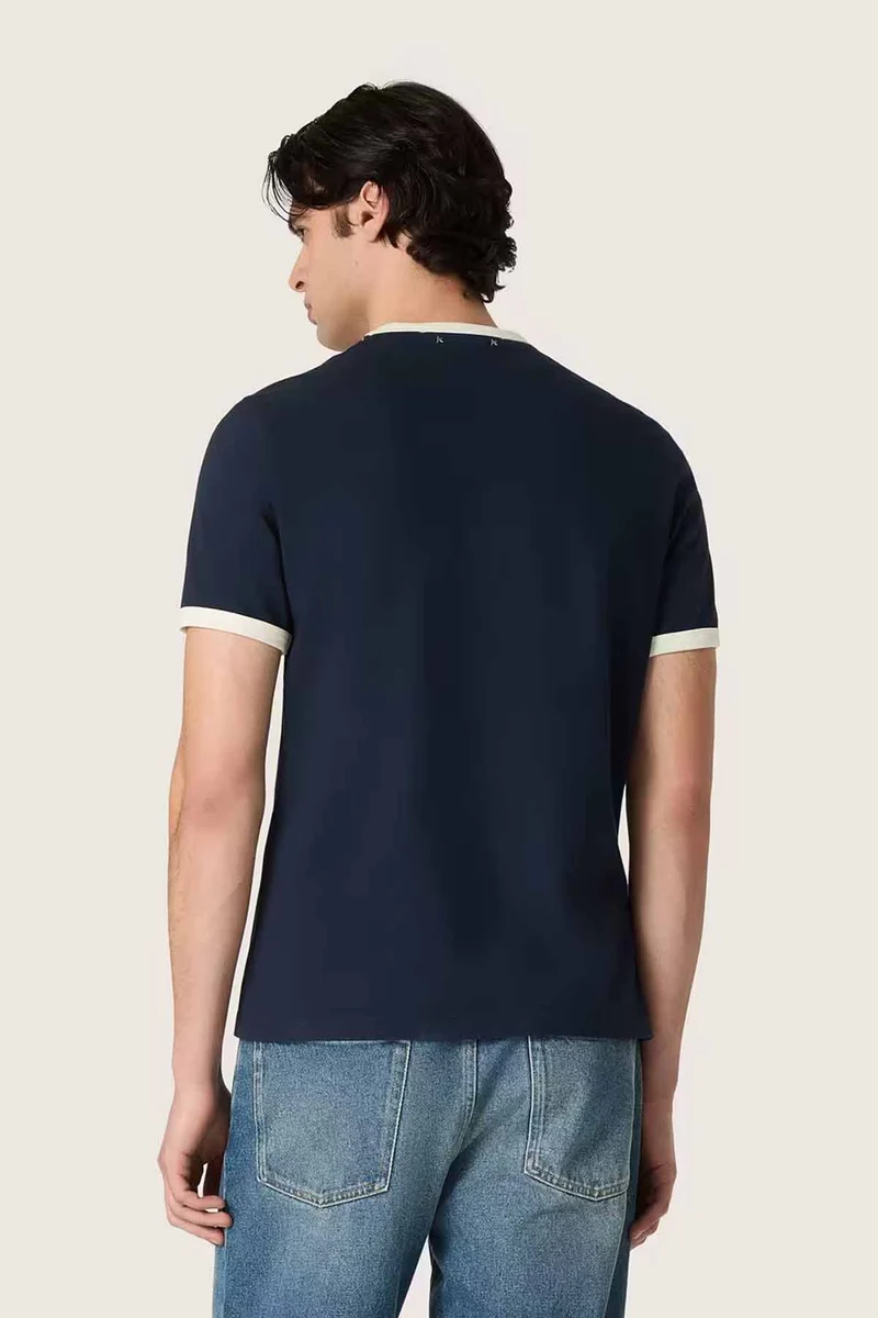 Golden Goose Herren Slim T-Shirt Blue/Heritage White