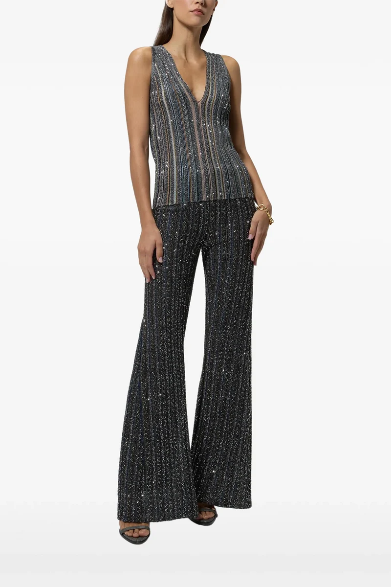Missoni Damen Hose aus gestreiftem Lamé-Strick Mehrfarbig