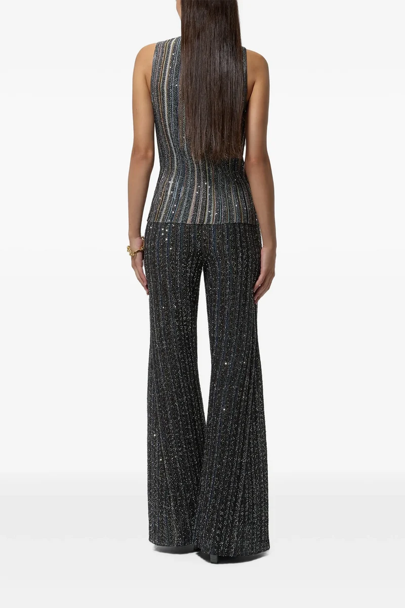 Missoni Damen Hose aus gestreiftem Lamé-Strick Mehrfarbig