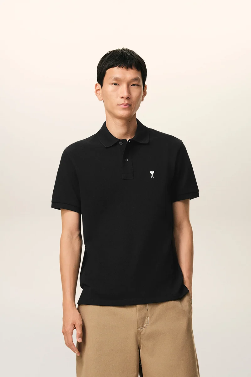 AMI Paris Herren Poloshirt Schwarz