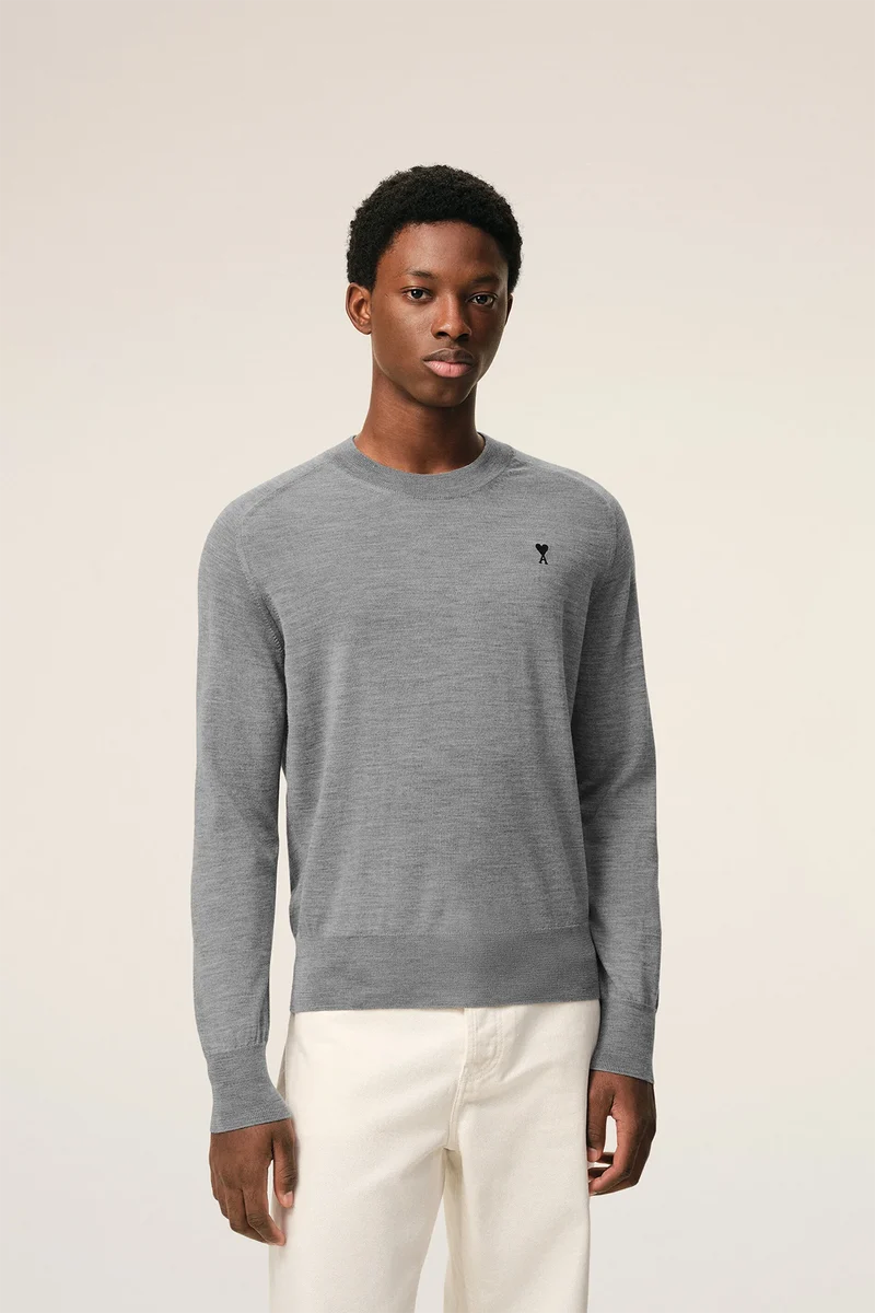 AMI Paris Herren Strickpullover Grau
