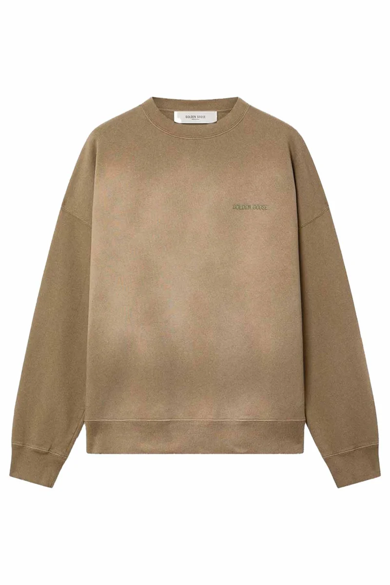 Golden Goose Unisex Sweatshirt in Bleached Look Military Green