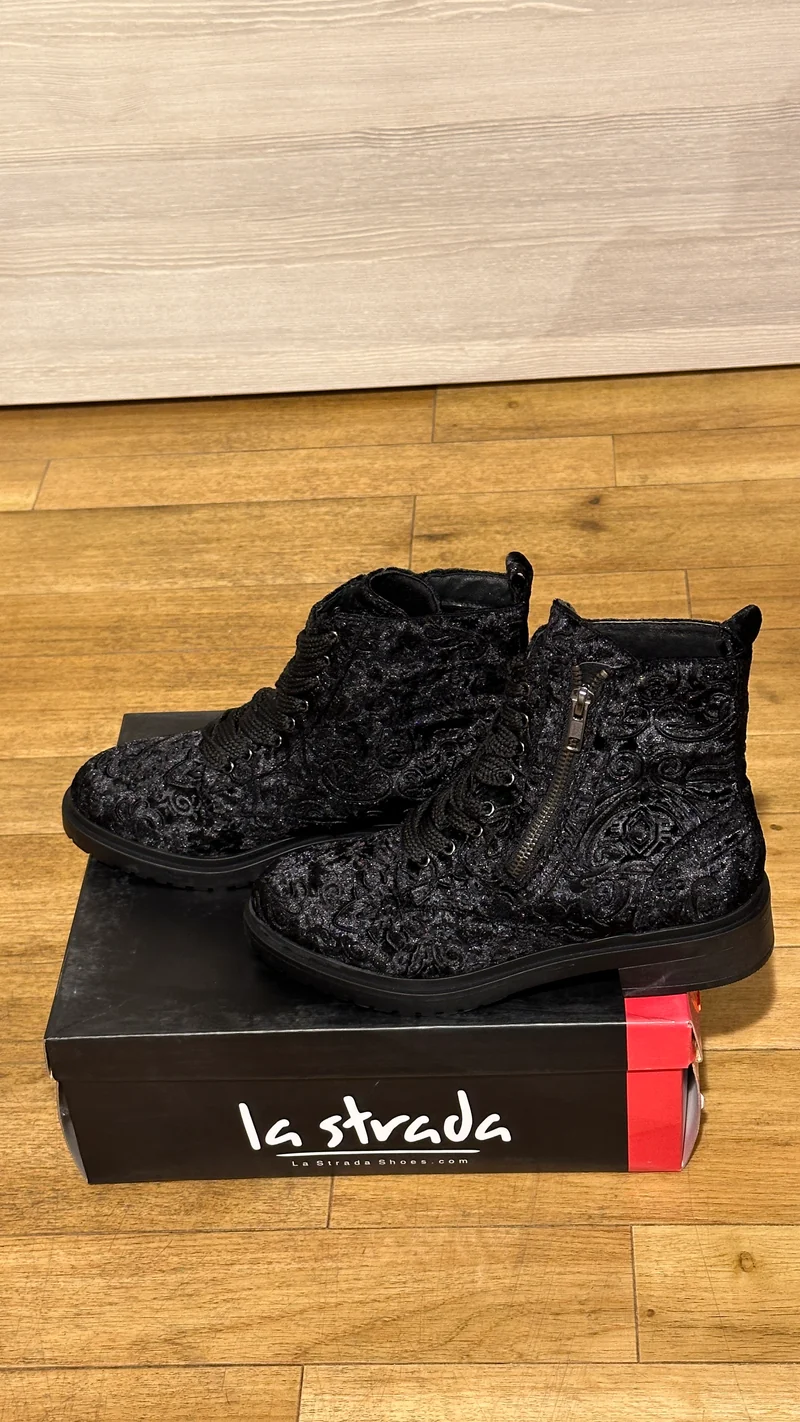 Boots La Strada schwarz Samt gemustert