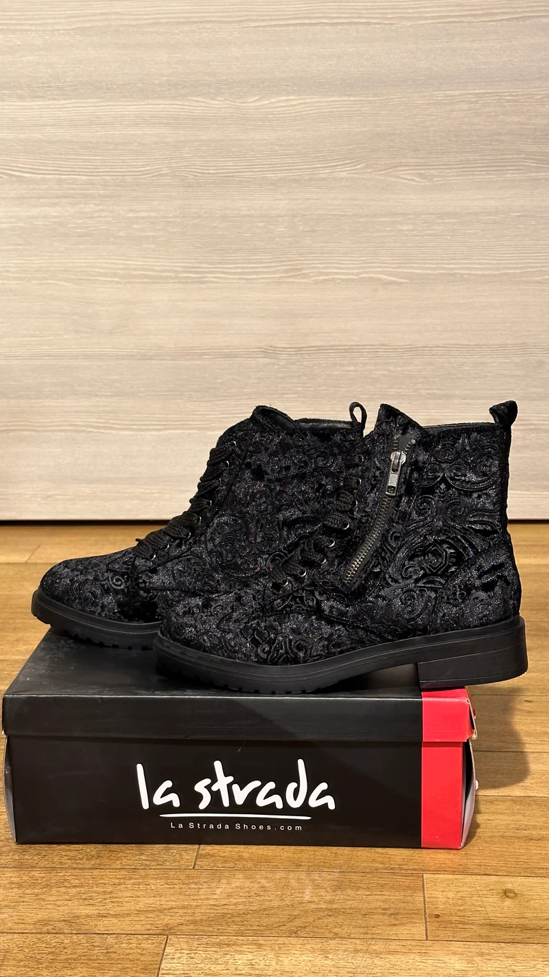 Boots La Strada schwarz Samt gemustert