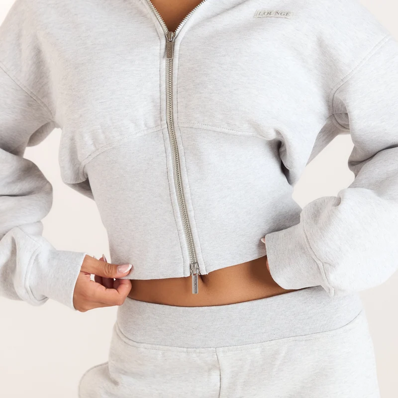 Taillierter Zip-Hoodie - Grau