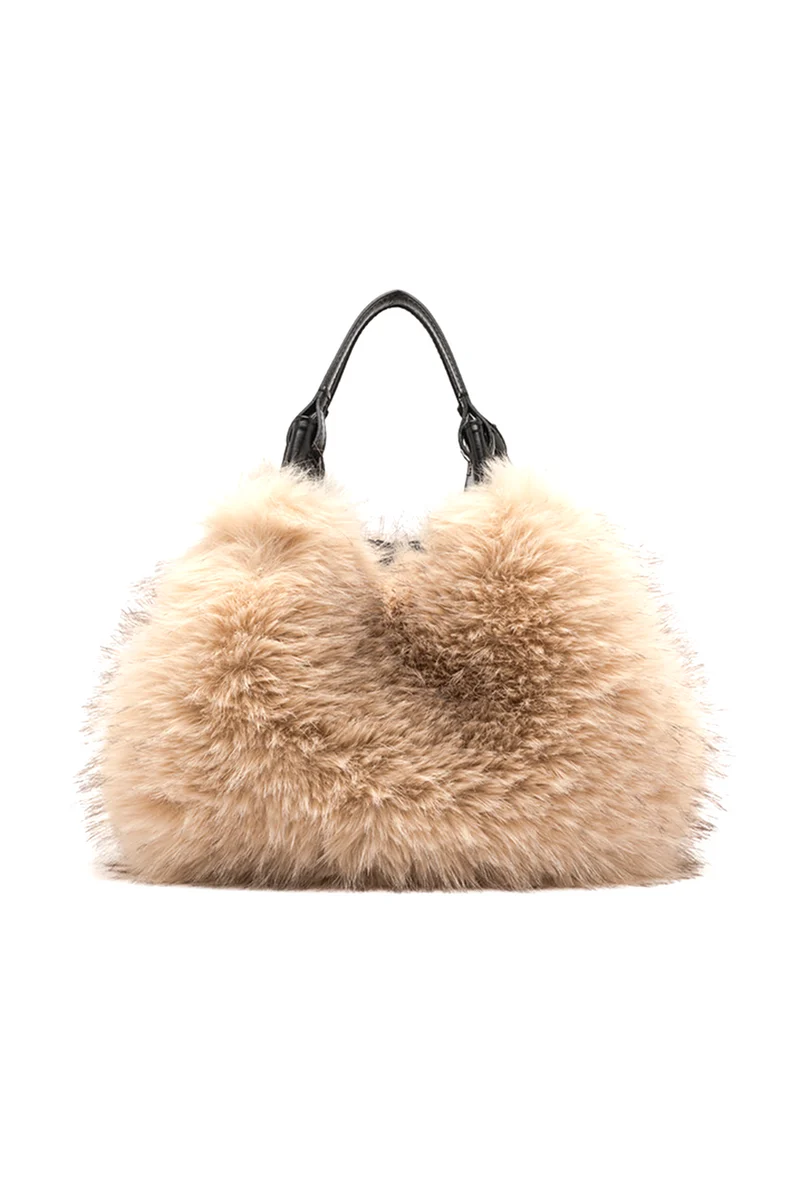 Gianni Chiarini Damen Handtasche Dua aus Kunstpelz Alabster