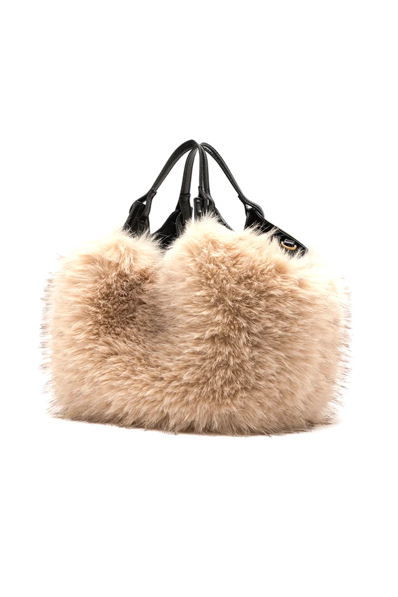 Gianni Chiarini Damen Handtasche Dua aus Kunstpelz Alabster
