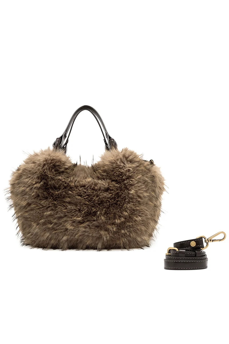 Gianni Chiarini Damen Handtasche Dua aus Kunstpelz Espresso