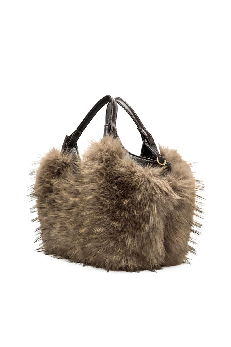Gianni Chiarini Damen Handtasche Dua aus Kunstpelz Espresso
