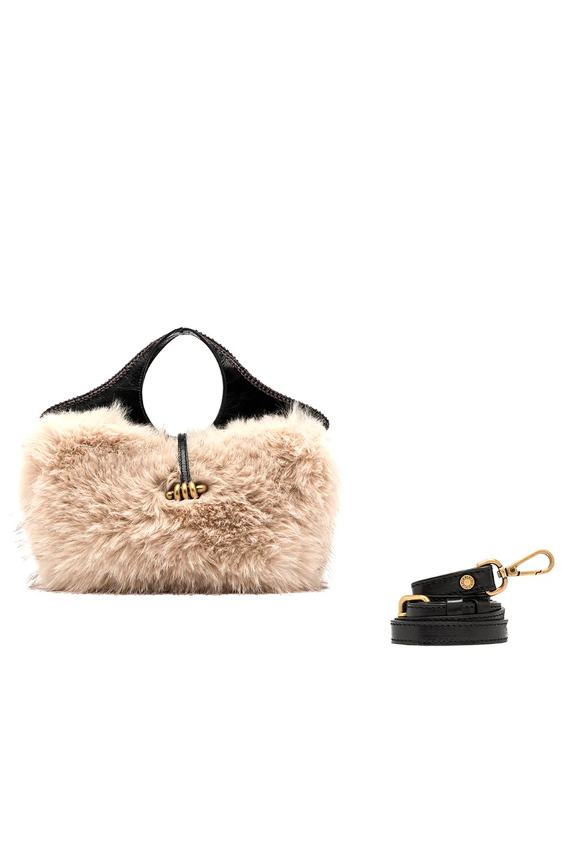 Gianni Chiarini Damen Handtasche Infinity aus Kunstpelz Alabaster