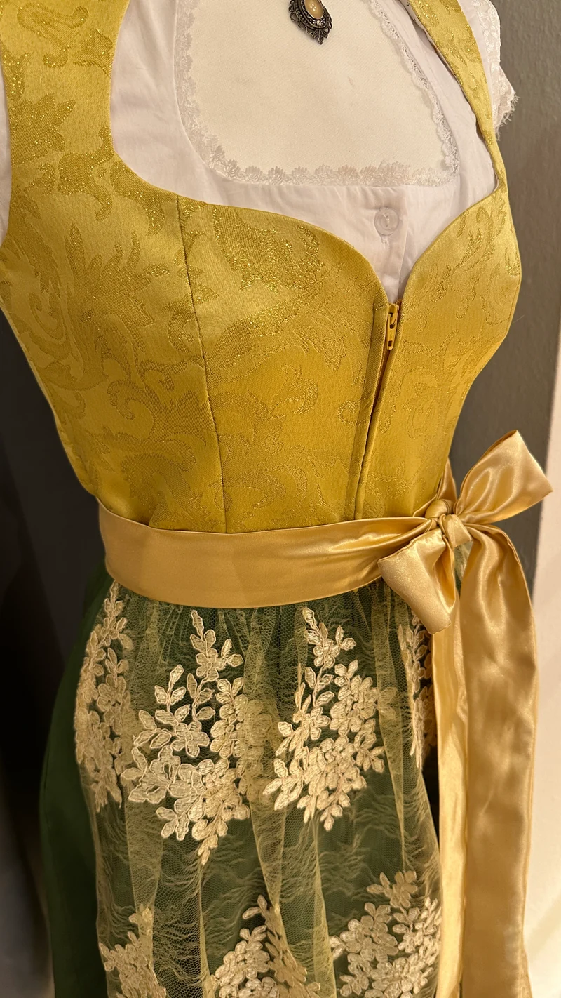 Dirndl Goldstich gelb/grün 65cm