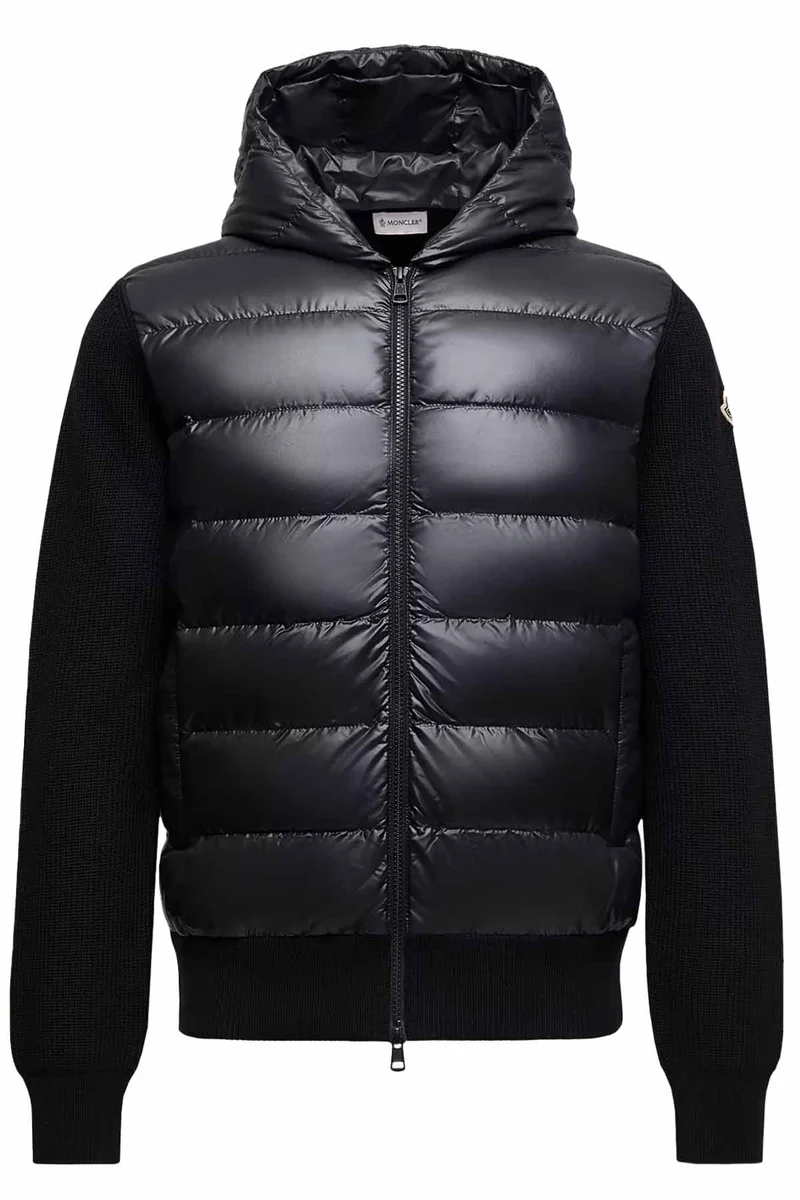 Moncler Herren Strickjacke mit Daunenfront Schwarz