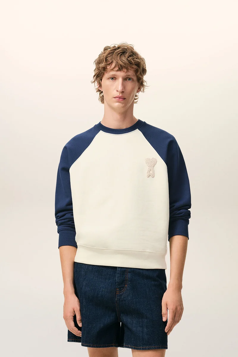 AMI Paris Herren Sweatshirt Natur-Weiss/Tinte