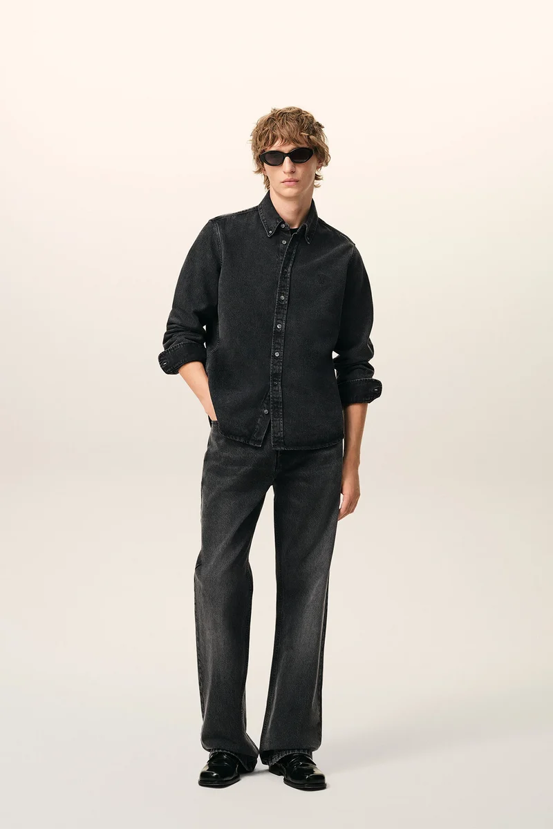 AMI Paris Herren Jeanshemd Schwarz