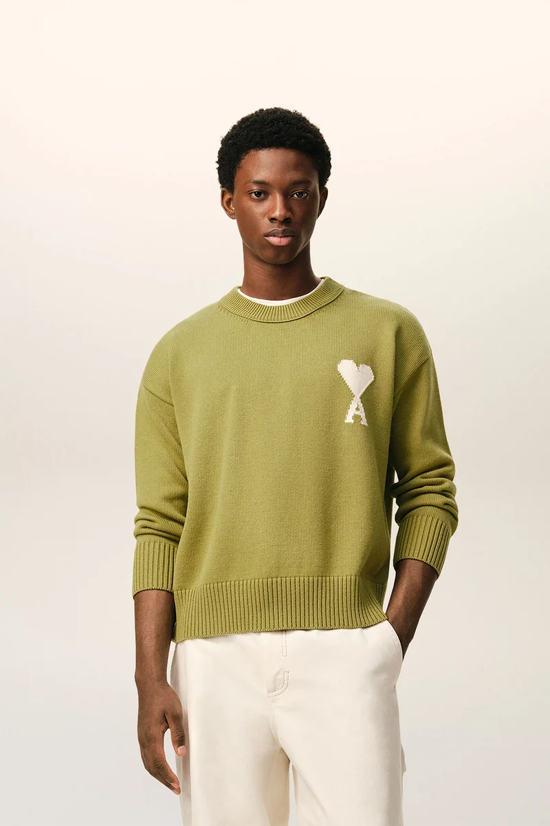 AMI Paris Herren Strickpullover Matcha