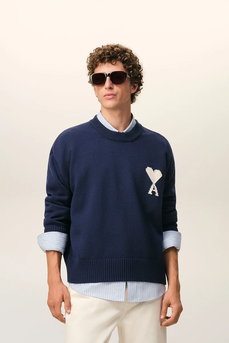 AMI Paris Herren Strickpullover Tinte