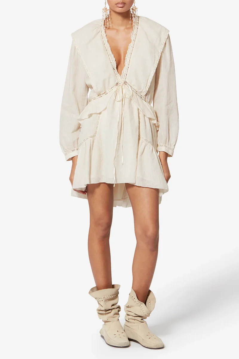 Isabel Marant Étoile Damen Kleid Damya Natur-Weiss