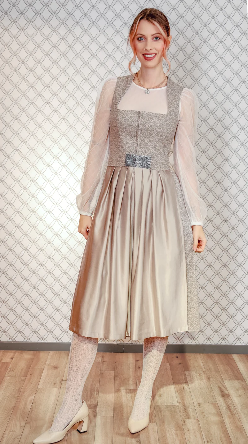 Dirndl Goldstich grau 75cm