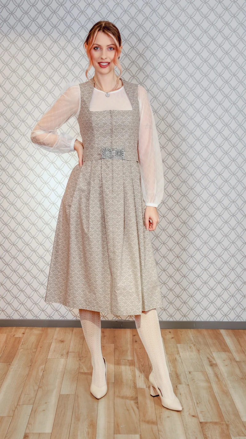 Dirndl Goldstich grau 75cm
