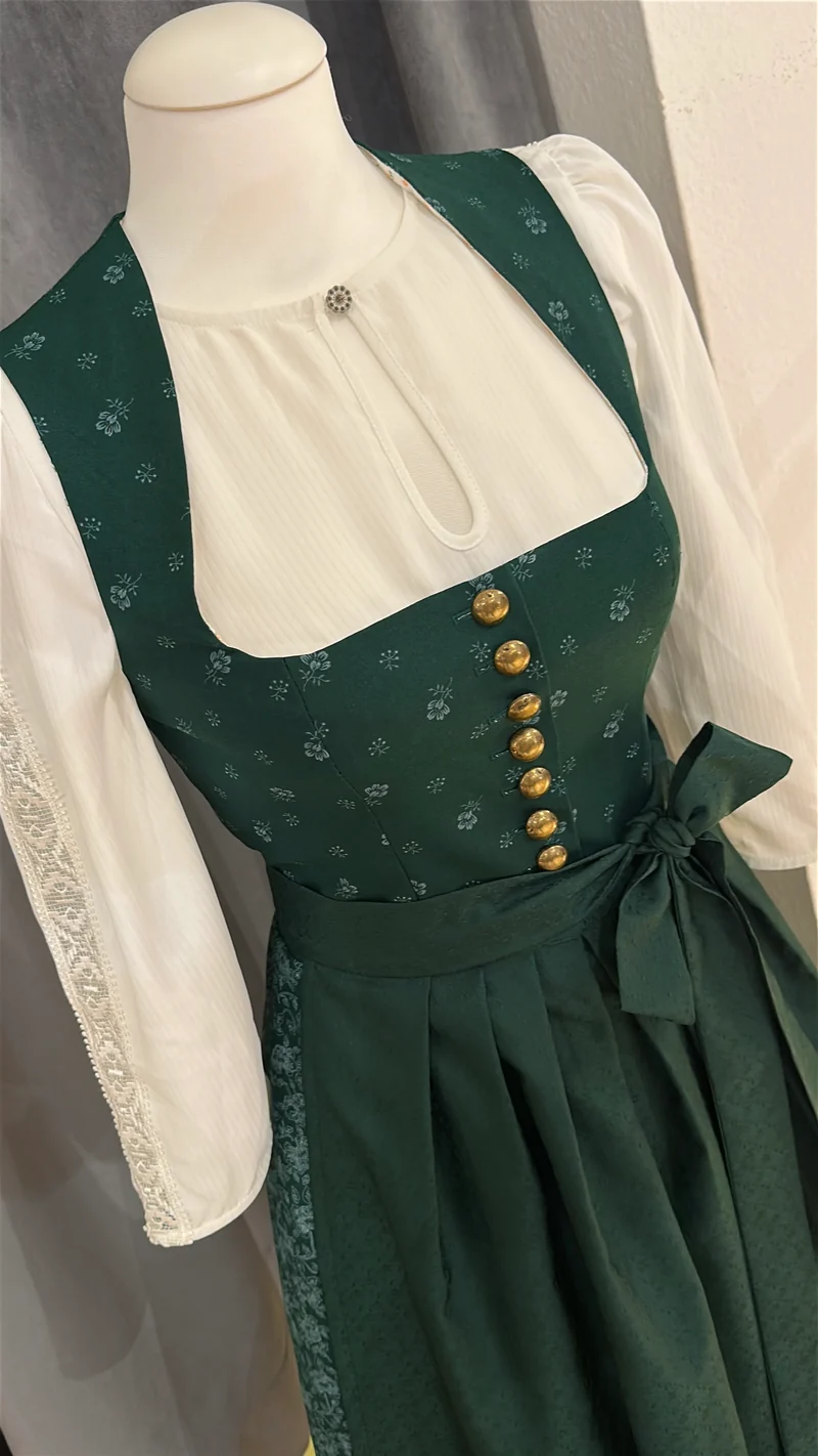 Dirndl Goldstich dunkelgrün 75cm