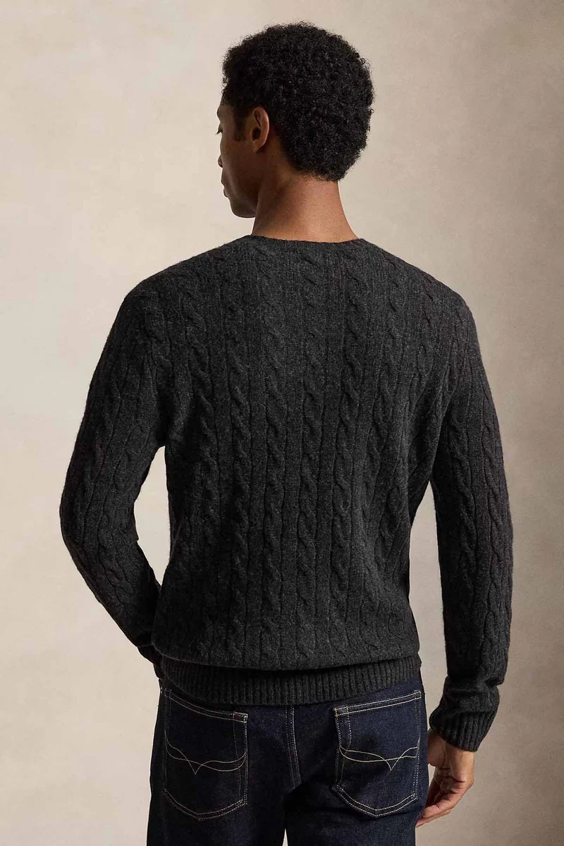 Polo Ralph Lauren Herren Strickpullover mit Zopfmuster Dark Granite Heather