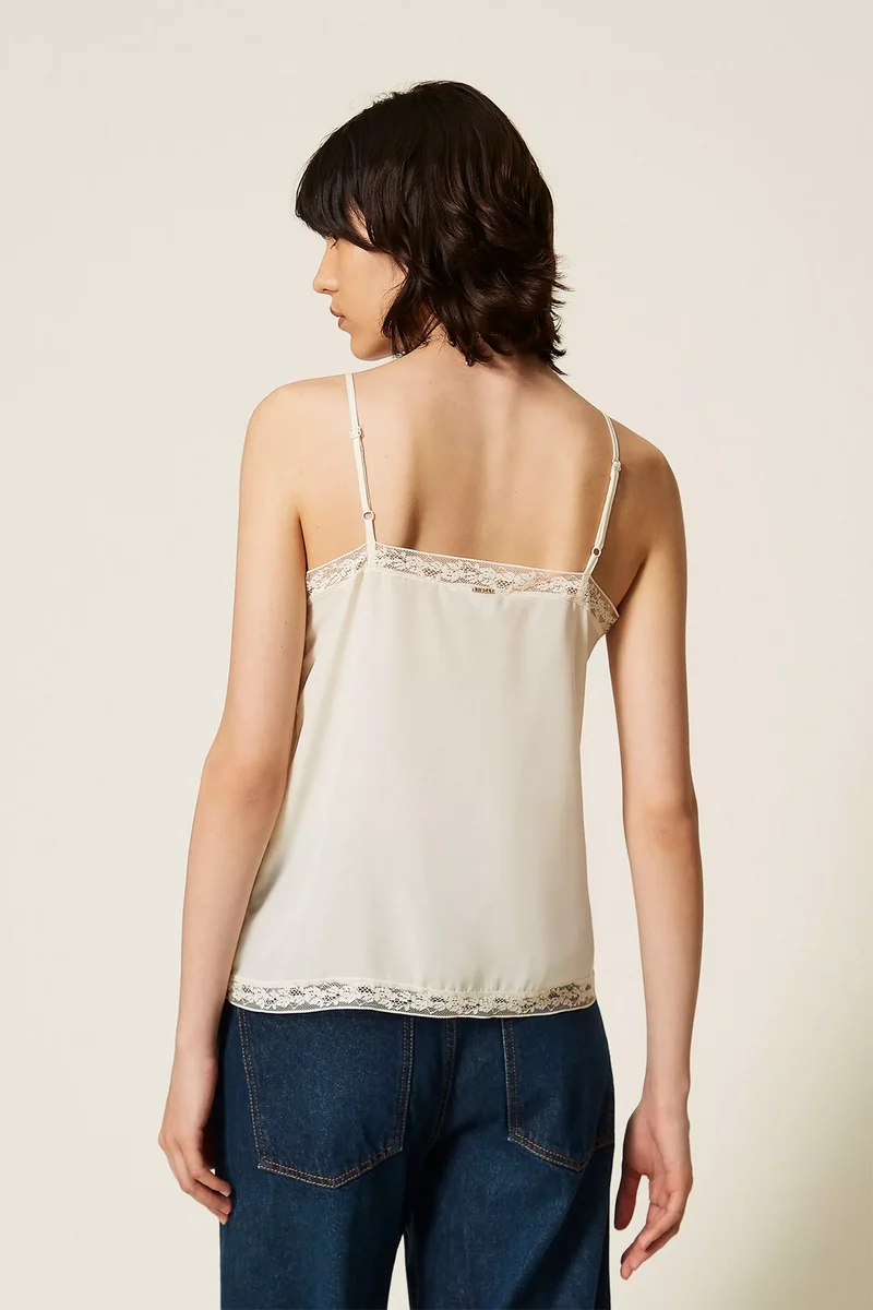 Twin Set Damen Top Natur-Weiss
