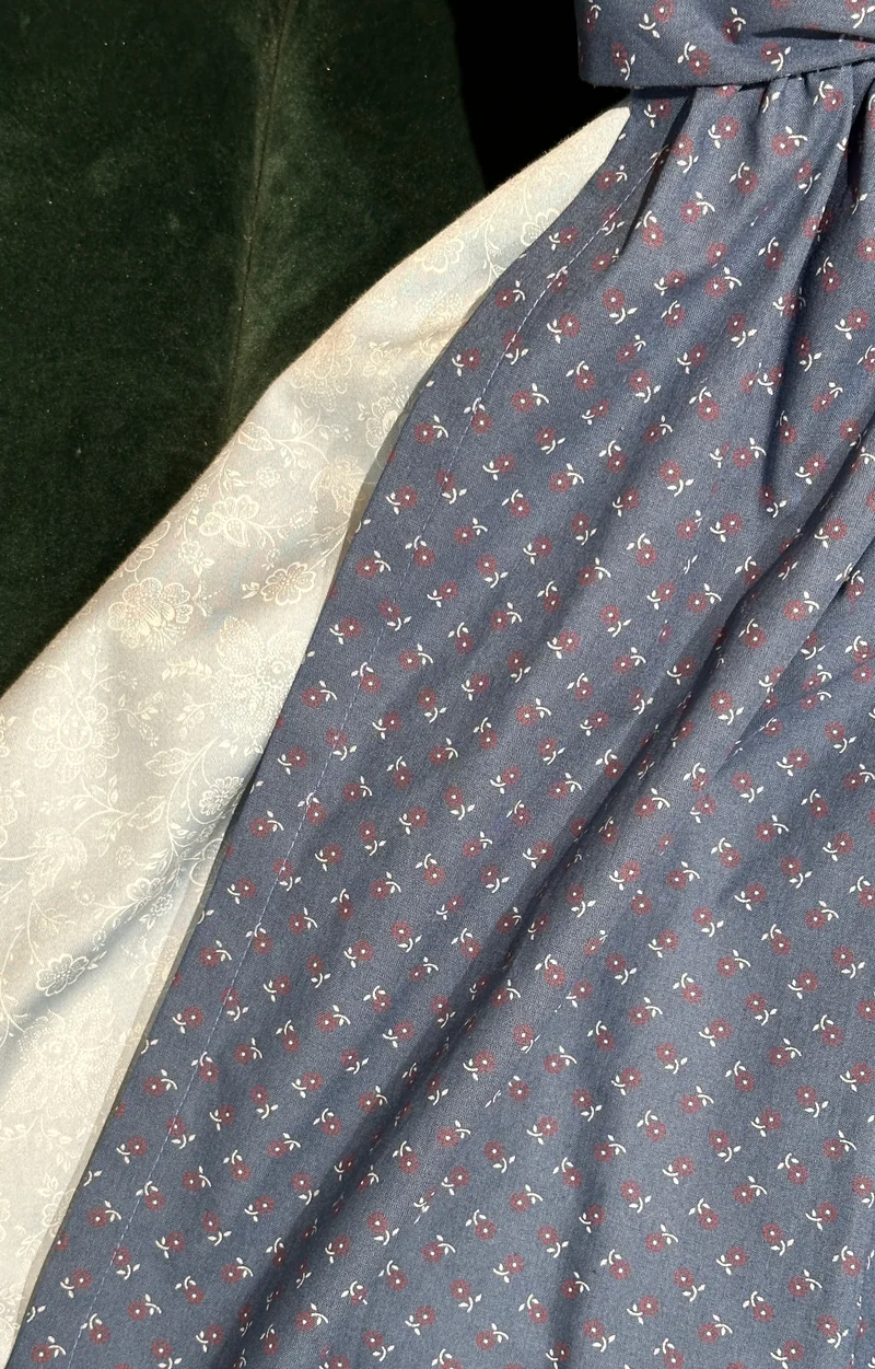 Vintage Baumwolldirndl Goldstich rost/hellblau/blau 65cm