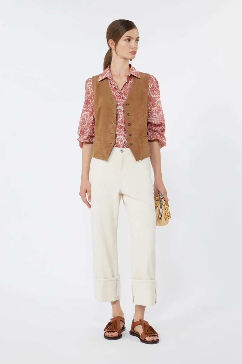 Weekend Max Mara Damen Jeans mit Umschlag Wkdgesto Natur-Weiss