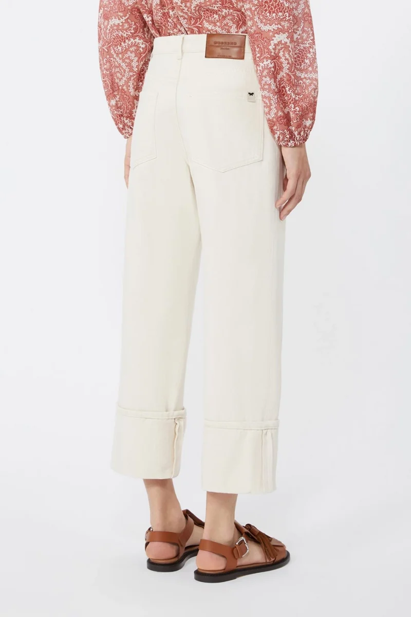 Weekend Max Mara Damen Jeans mit Umschlag Wkdgesto Natur-Weiss