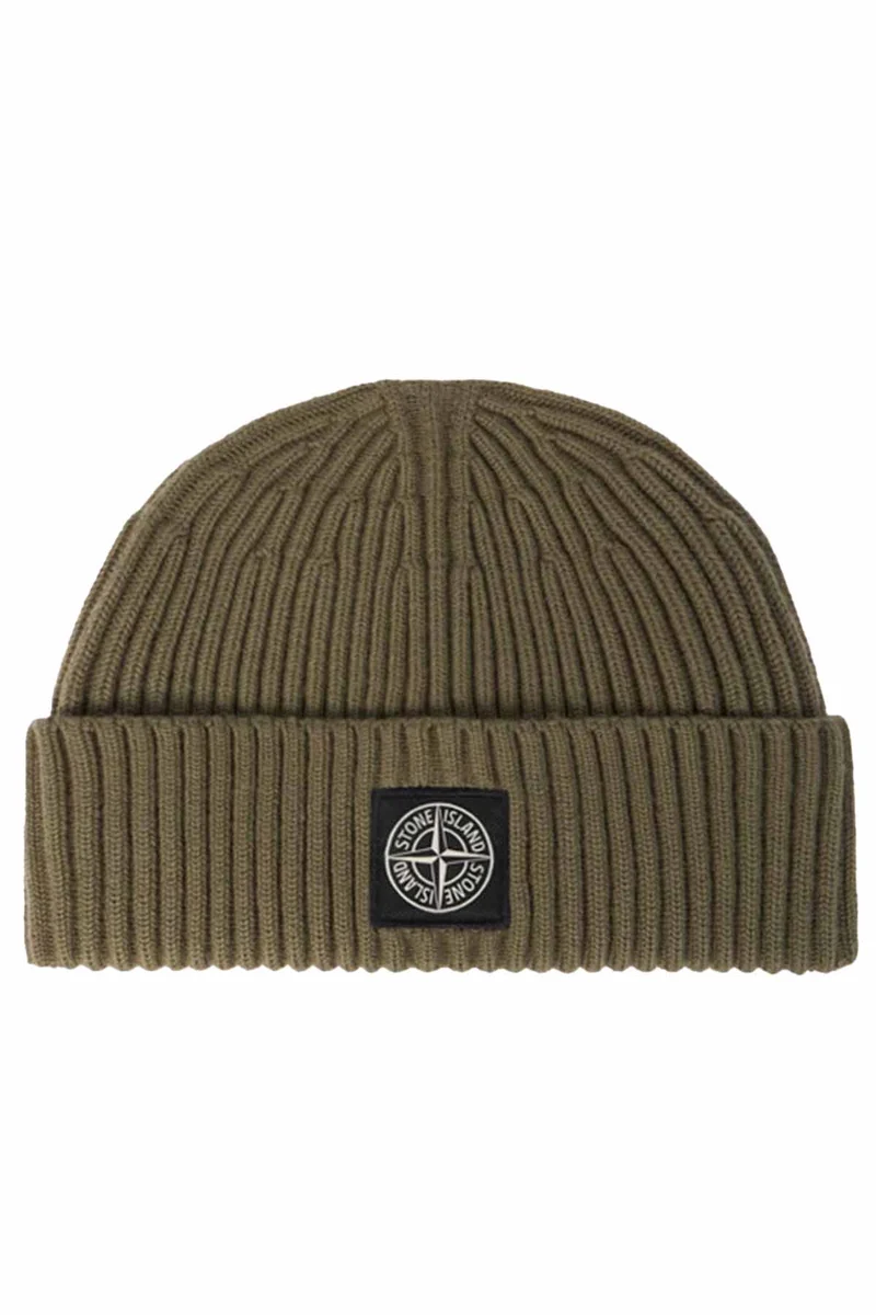 Stone Island Herren Strickmütze Militärgrün
