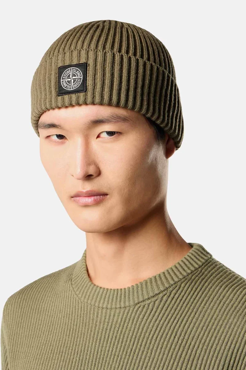 Stone Island Herren Strickmütze Militärgrün