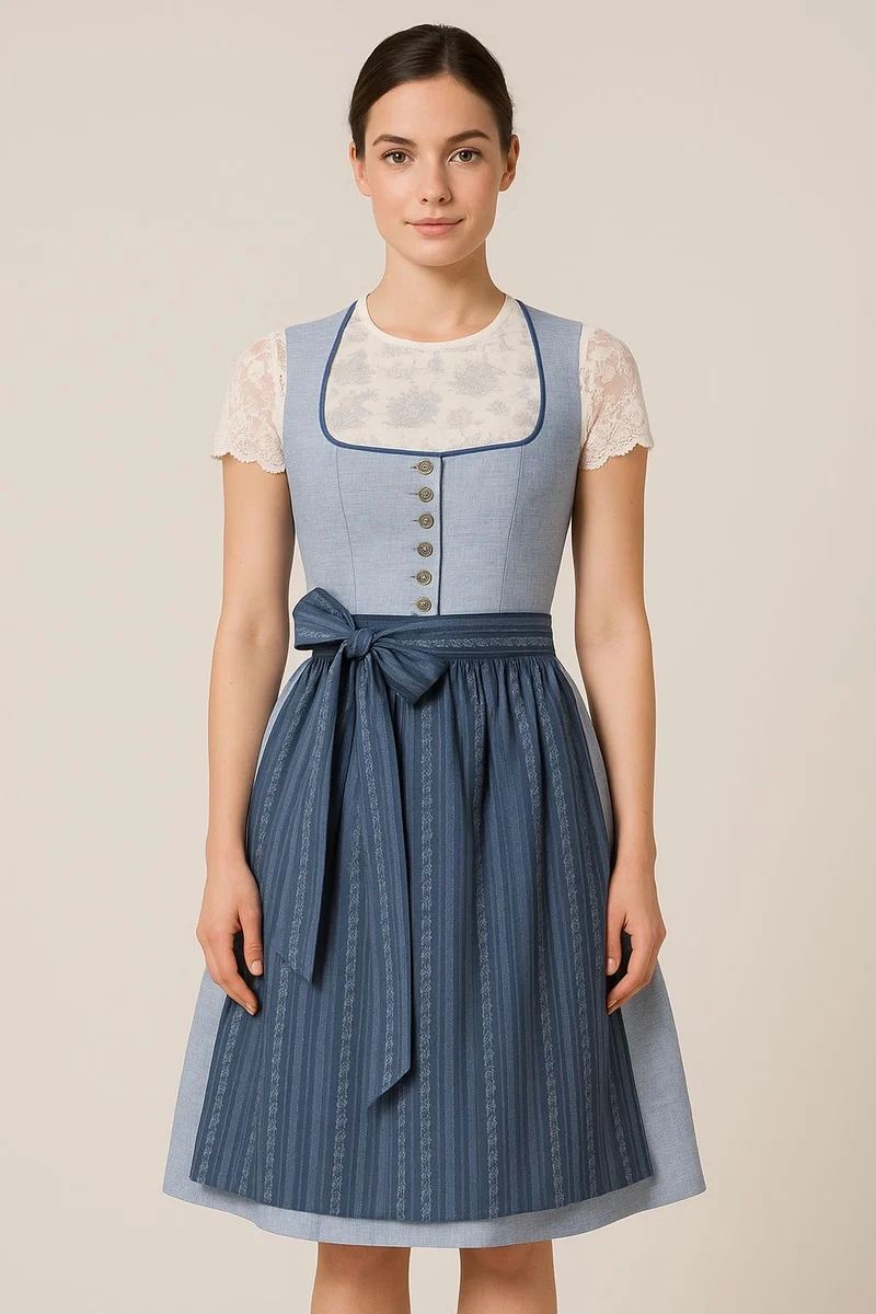 Dirndl Goldstich hellblau 64cm