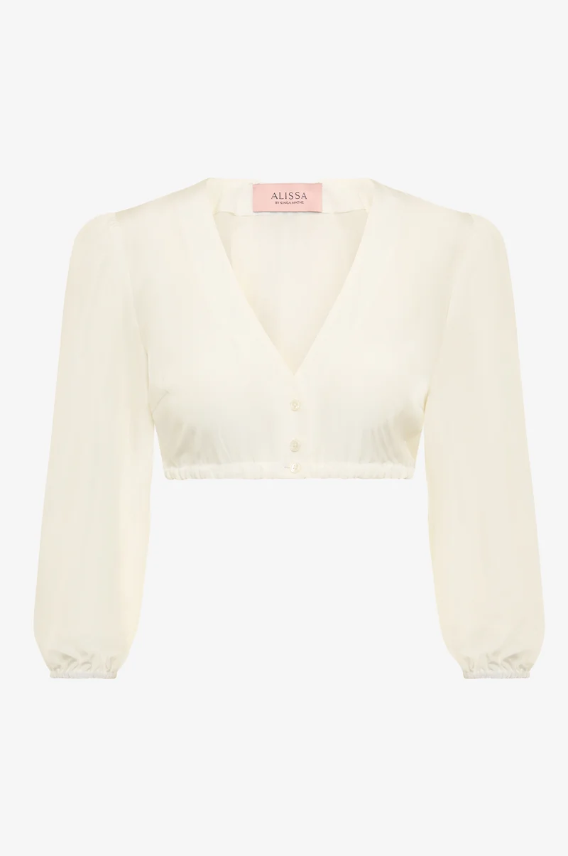 Dirndlbluse Lea mit Dreiviertelarm in weiß