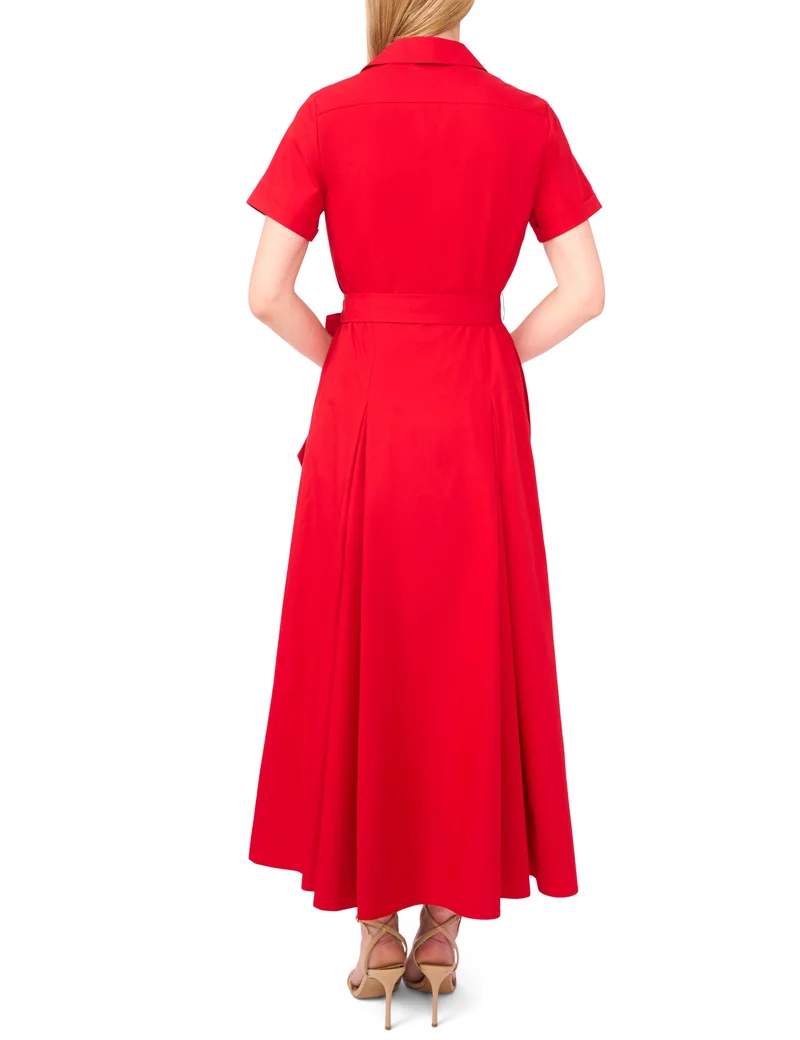 BELTED SHIRT DRESS | RED